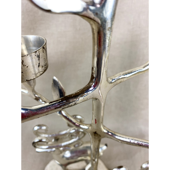 Large Silver Metal Reindeer Tealight Candle Holder Candelabra - Picture 5 of 8